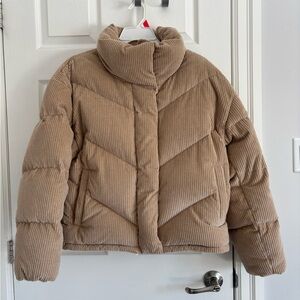 Women's Wilfrid Cloud Puff Tan Corduroy Puffer Jacket - Very Warm new never worn